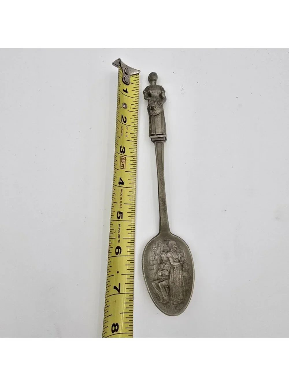 Vintage Pewter Decorative Spoon Holland-Inspired Design Dutch Woman Handle Marke